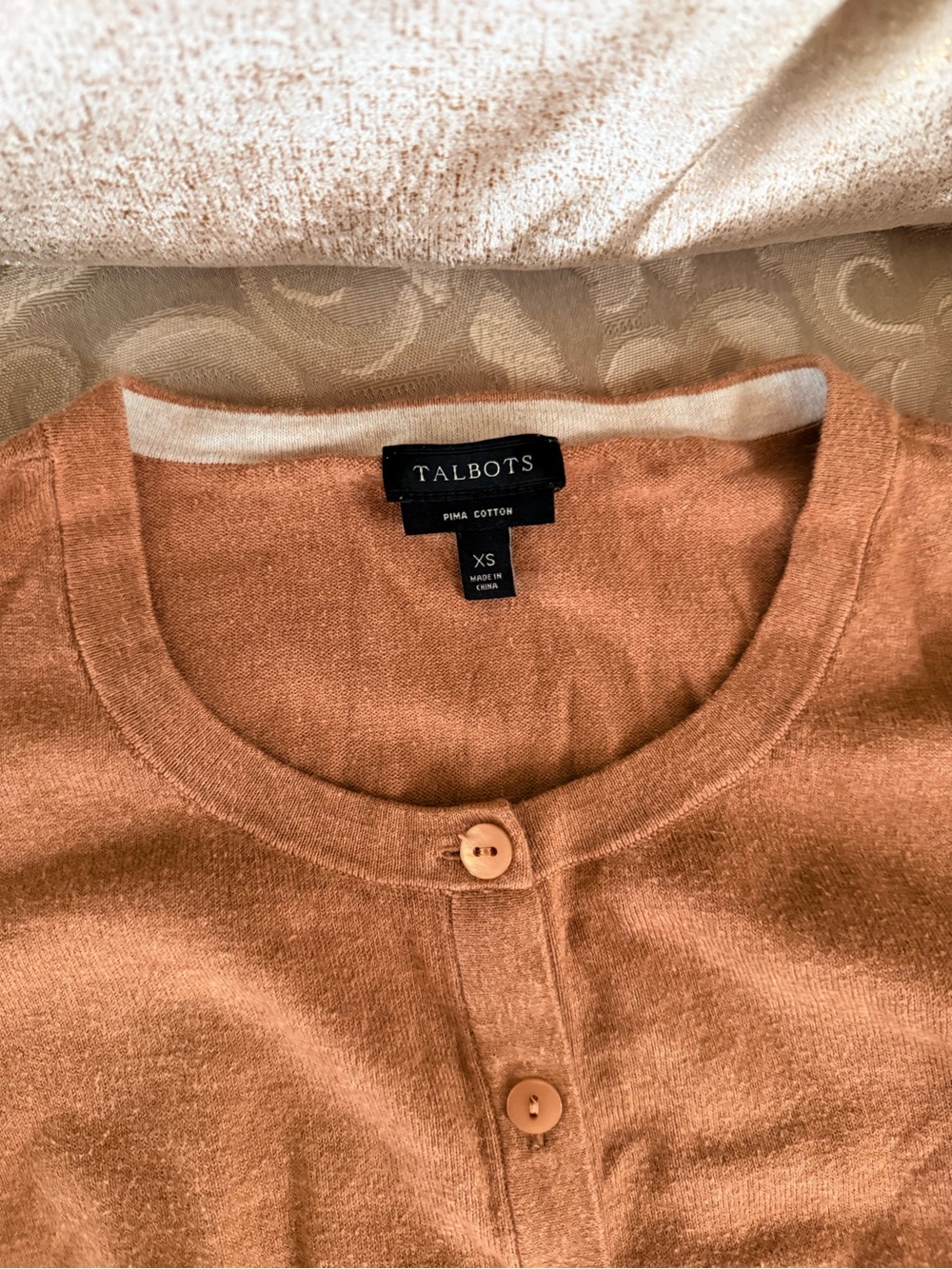 Talbots Rust Orange Lightweight Button-Front Cardigan - Picture 3 of 4
